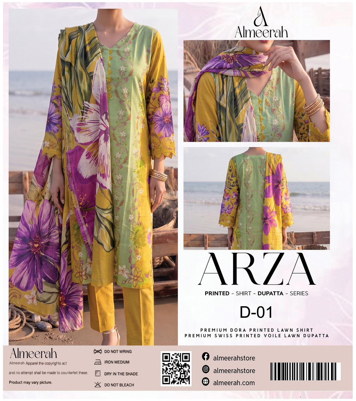 Almeerah ARZA – PRINTED D-01 2PC Premium Lawn Collection
