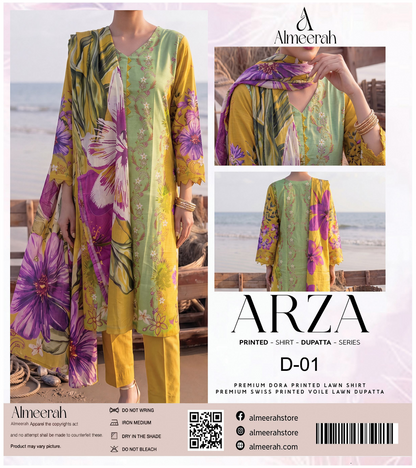 Almeerah ARZA – PRINTED D-01 2PC Premium Lawn Collection