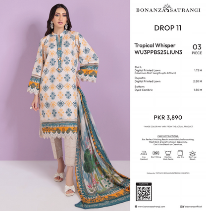 Bonanza Satrangi 100% Original in Wholesale Prices 🤫❤️ Pure Unstitched 3PCs 🔥🤝🥳