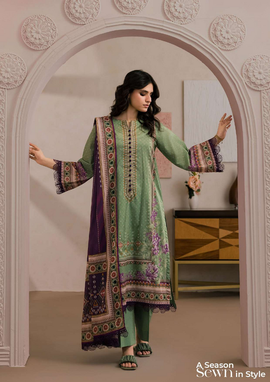 ZELLBURY Unstitched 3pcs Lawn Collection D.C:- WUS26X30883