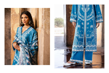 ZELLBURY 🌟 CHIKANKARI 💙 ROYAL BLUE ZARI ELEGANCE – WUS25E30832 💙