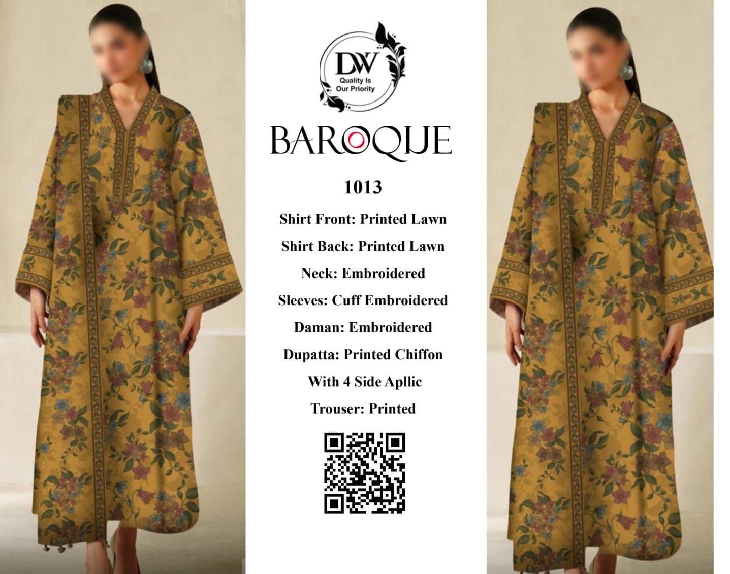 Baroque Elegant 3PC Unstitched Lawn Suit Collection