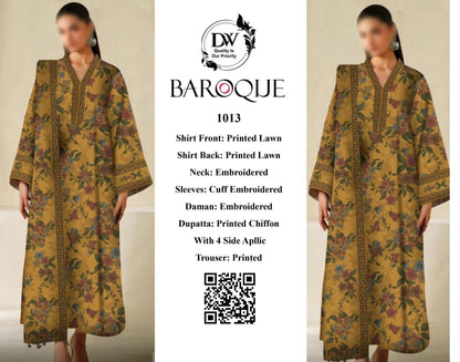 Baroque Elegant 3PC Unstitched Lawn Suit Collection