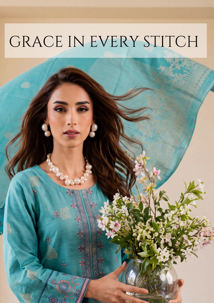Bonanza Satrangi Seafoam Aqua Jacquard 3Pcs