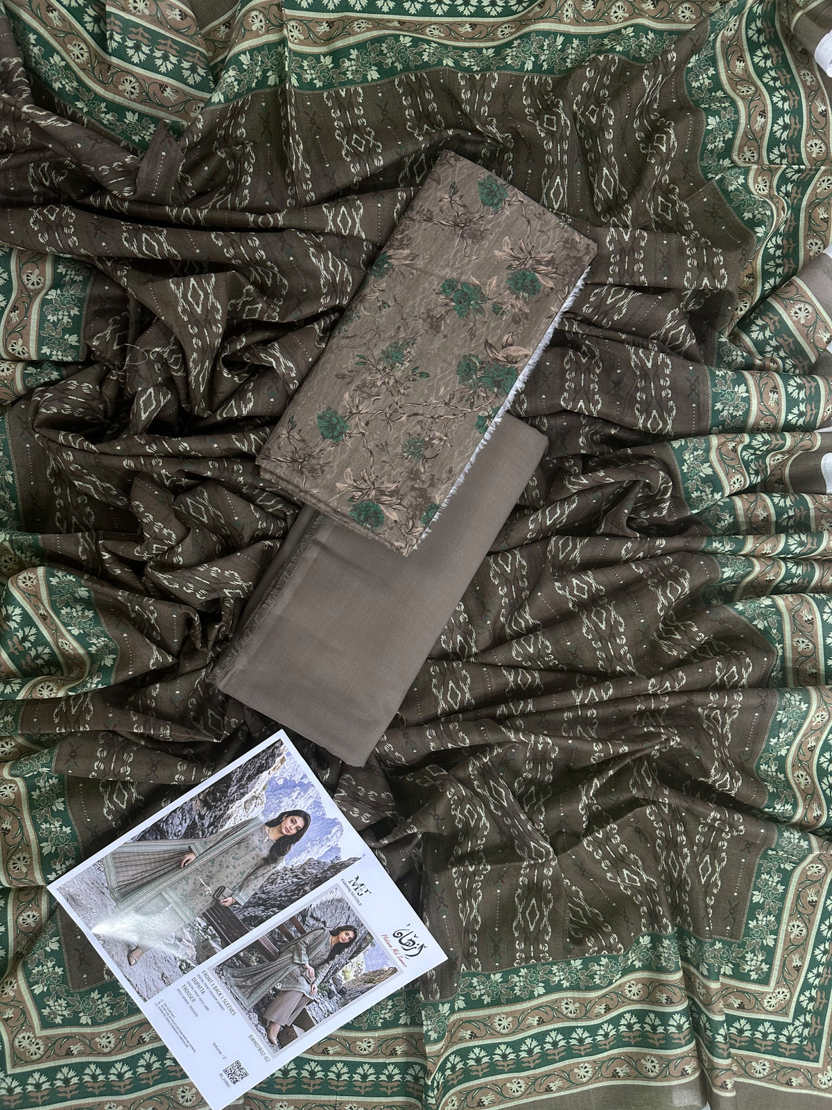 Izhaan MJ Muted Olive D-02 3Pcs Printed