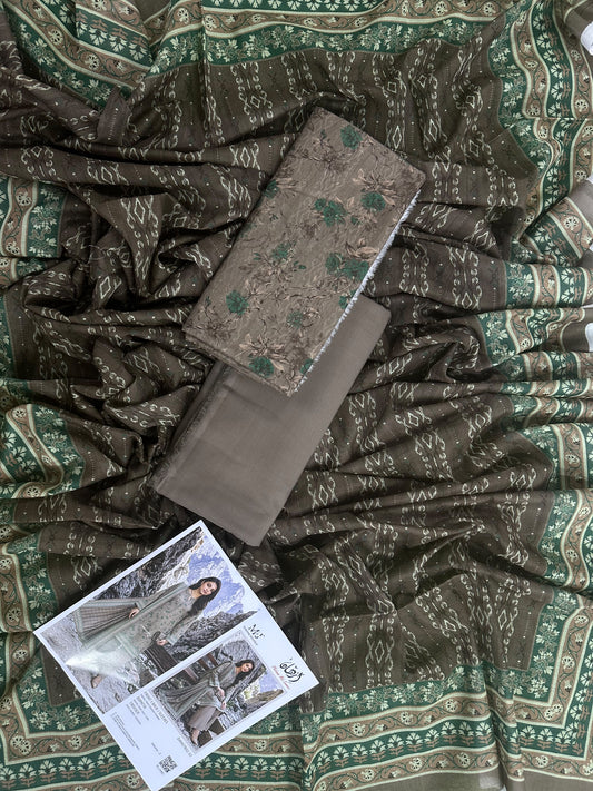 Izhaan MJ Muted Olive D-02 3Pcs Printed