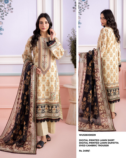 ZELLBURY Unstitched Lawn Collection 2026 Design #WUS26X30539