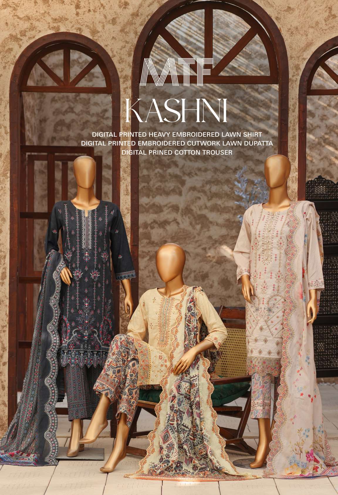 🌸 🌹 MTF – KASHNI ✨ Digital Printed Heavy Embroidered Lawn  2026
Collection ✨