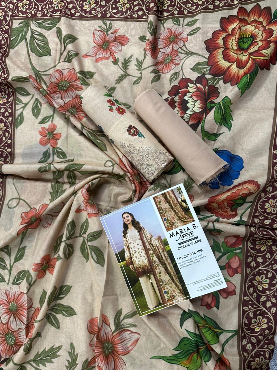 MARIA B® 3PC Printed Lawn Unstitched Collection D-07