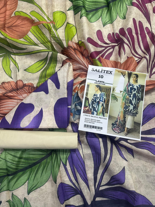 Salitex Lawn 3 PIECE DIGITAL PRINTED Collection Design# 10