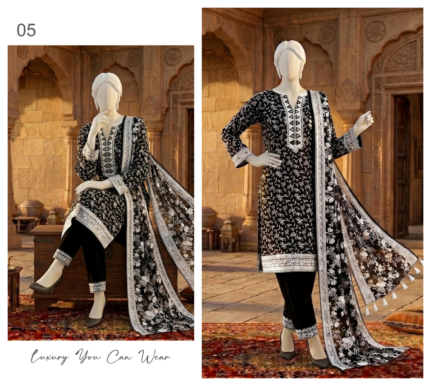 Sawera B&W Unstitched 3Pcs D-05
