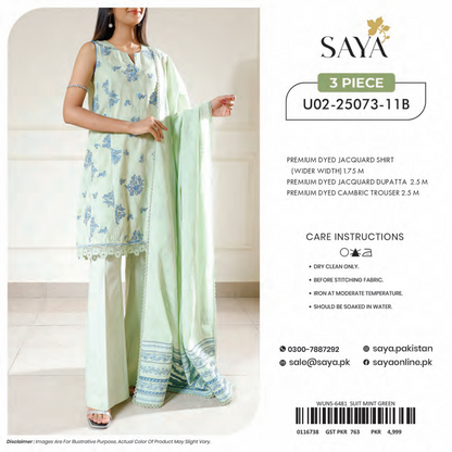 Saya Unstitched Jacquard 100% Original Cotton 3 PCs Suit In WHOLESALE PRICE 💯✨
