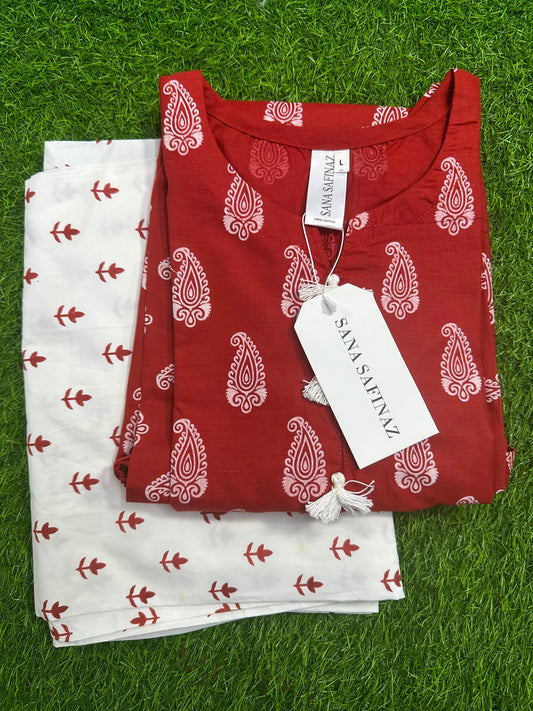 SanaSafinaz Stitched 2PCS Red-White