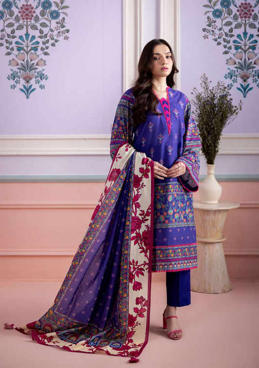 ZELLBURY Unstitched 3pcs Lawn Collection D.C:- WUS26X30874