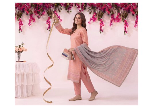MJ D #A0401-4 – Gold Paste Printed Lawn 3Pcs Collection