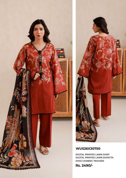 ZELLBURY Unstitched Lawn Collection 2026 Design #WUS26X30750