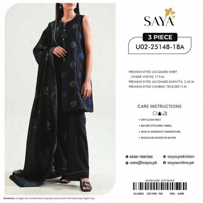 Saya Unstitched Jacquard 100% Original Cotton 3 PCs Suit In WHOLESALE PRICE 💯✨