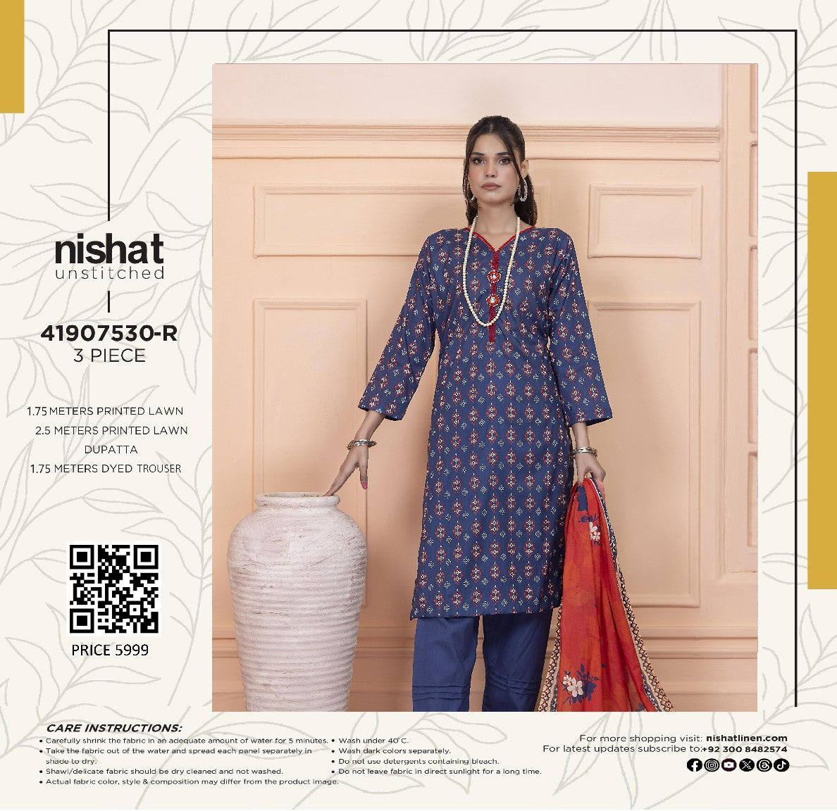 Nishat Printed Lawn 3P In Wholesale Price