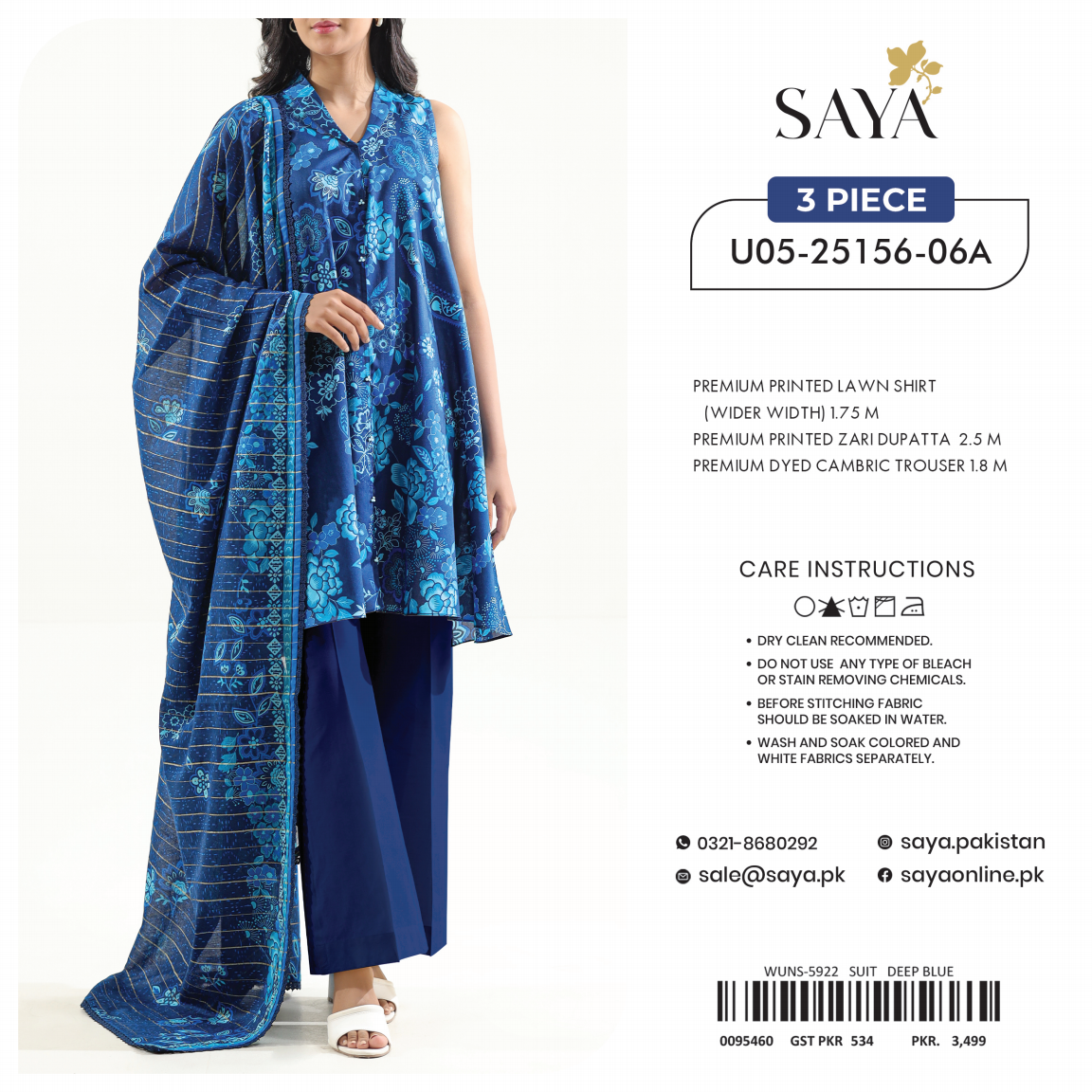 Saya Unstitched 100% Original LAWN 3P Suit In WHOLESALE PRICE 💯✨