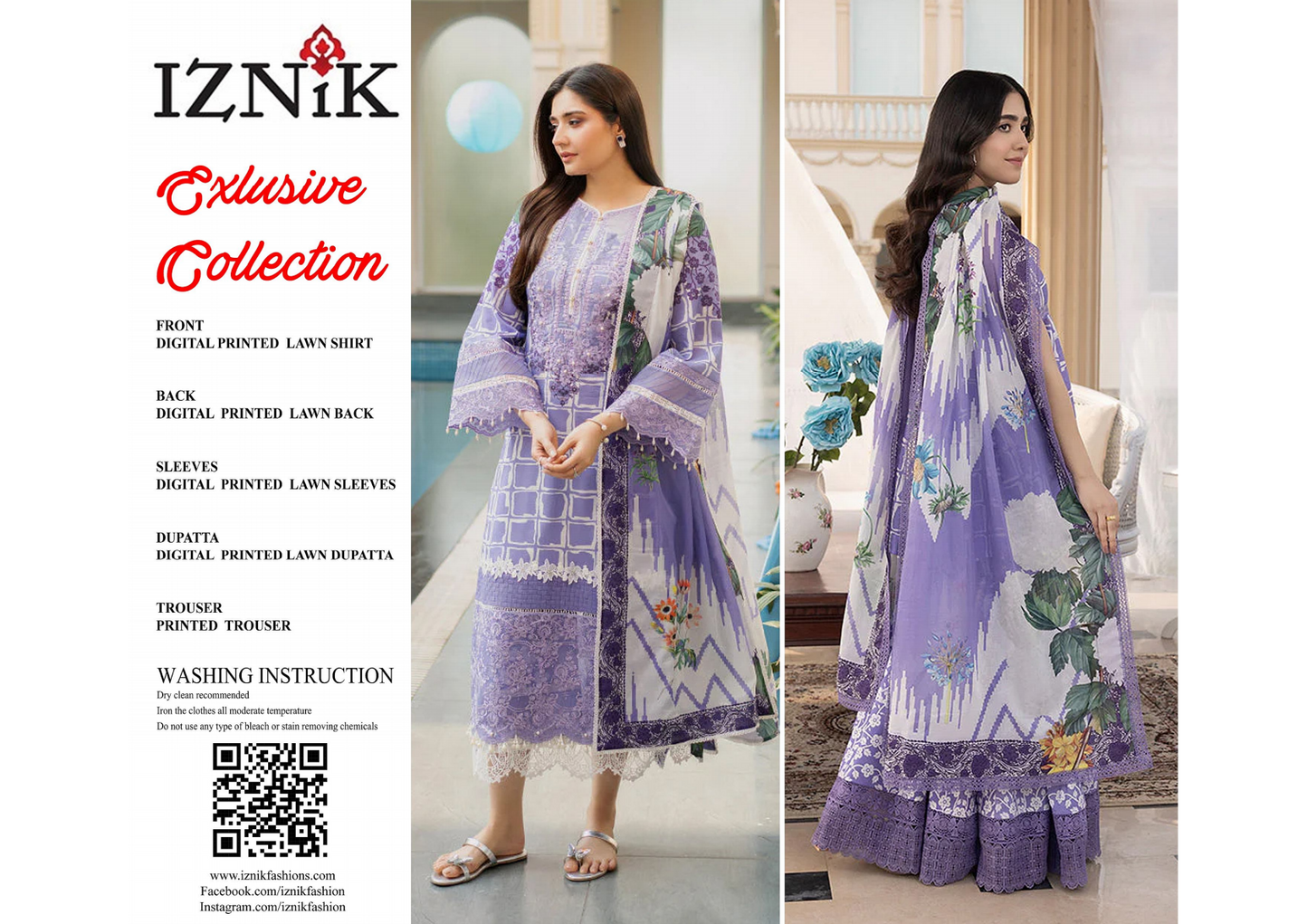 Iznik Lawn Unstitched 3 Pieces in Wholesale Price 🔥🧡