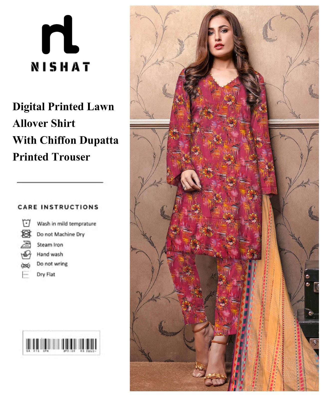 GulAhmed & Nishat Printed With Chiffon Dupatta 3P