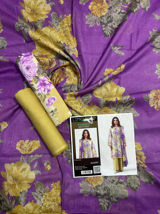 Limelight – Deep Violet - Doriya Unstitched 3 PCs Suit