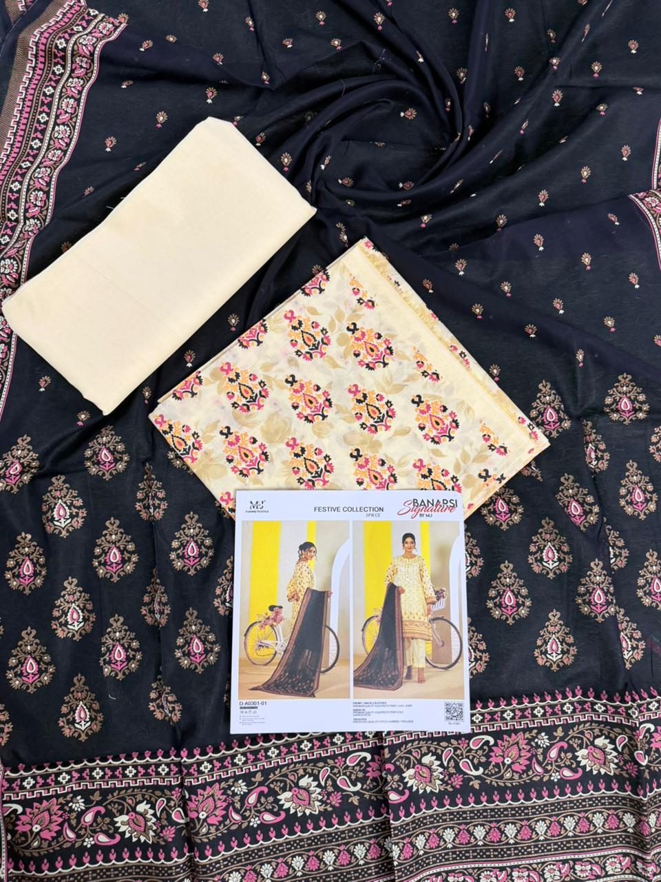 BANARSI BY MJ SIGNATURE DIGITAL PRINTED 3PC LAWN COLLECTION Design #D-A0301-01