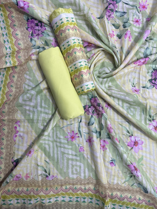 ZAMAN D-27 PRINTED UNSTITCHED 3PCS COLLECTION