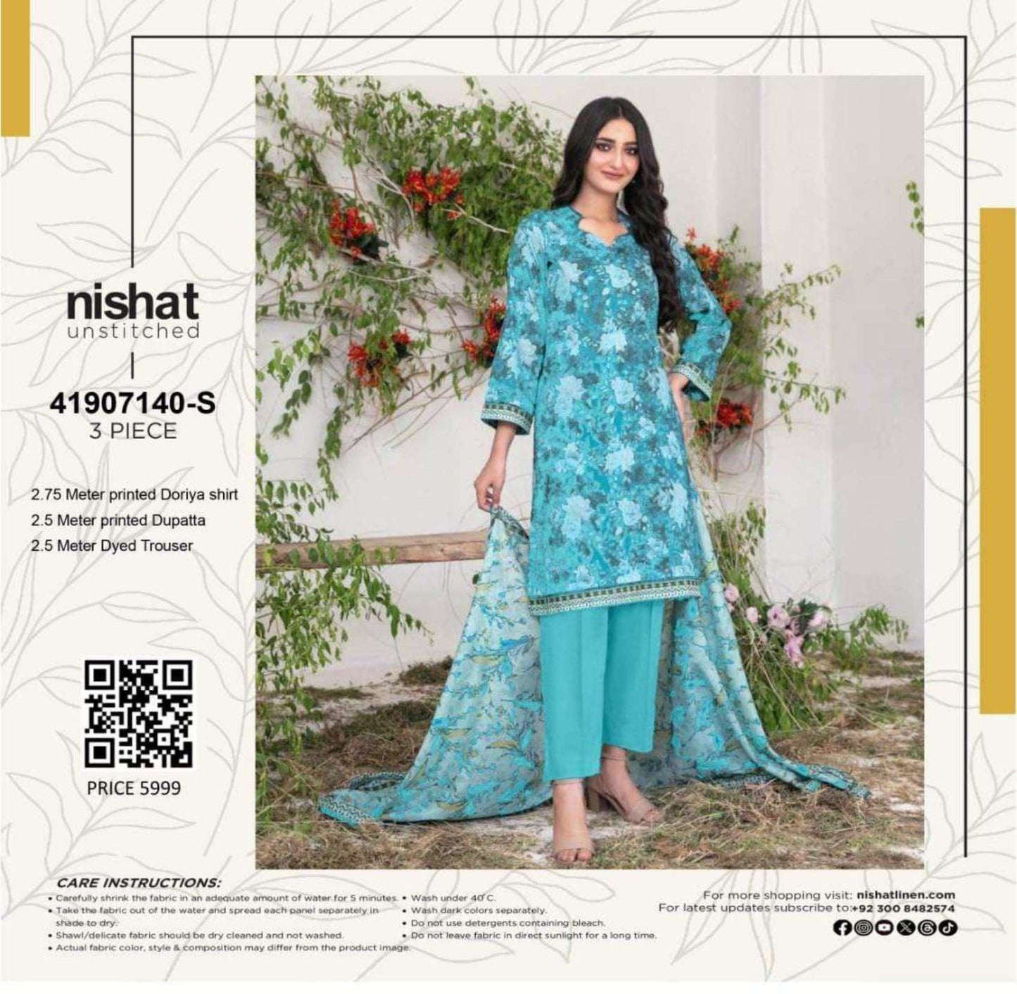 Nishat Doriya Printed Lawn 3P In Wholesale Price