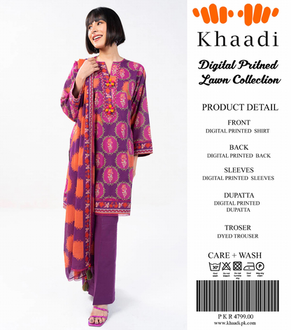 Khaadi Unstitched Lawn Printed  3PCs 💕🔥