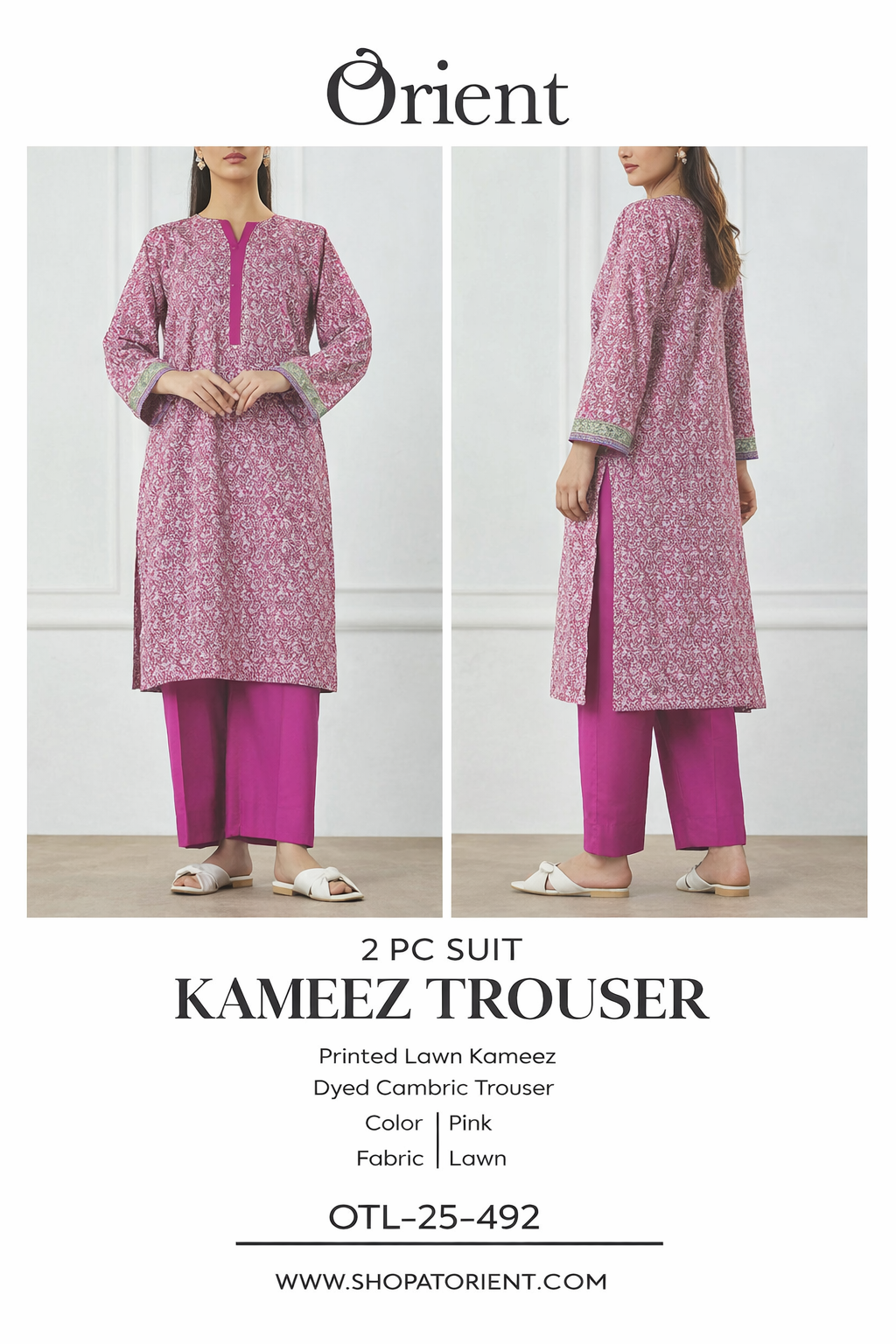 ✨ORIENT 100% ORIGINAL Unstitched Lawn 2 Piece ✨ Design: OTL-25-492