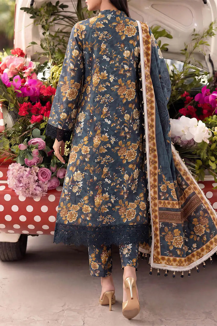 Floral Fusion By Almeerah D-3 -  3Pcs Printed Stripe Collection