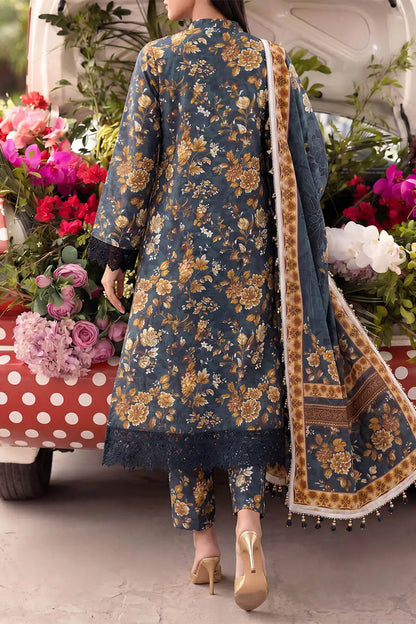 Floral Fusion By Almeerah D-3 -  3Pcs Printed Stripe Collection