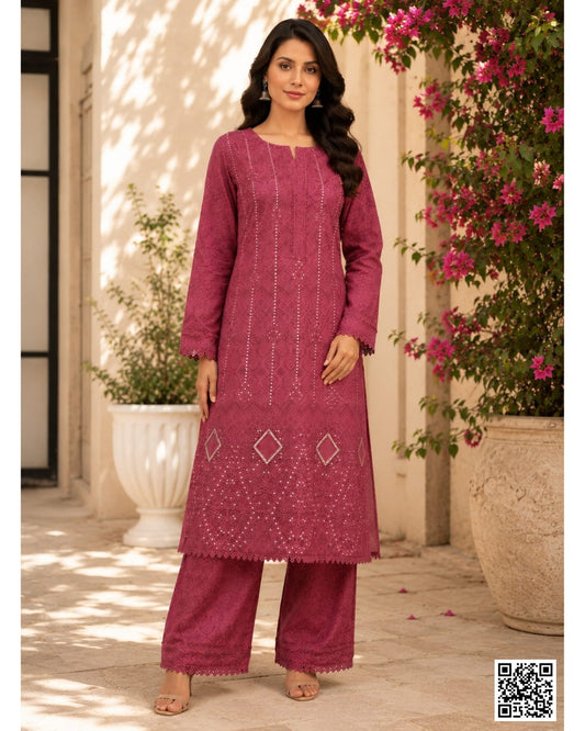 Aifa Maroon Luxury Lawn Stitched Embroidery 2Pcs Collection