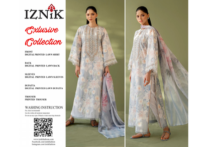 Iznik Lawn Unstitched 3 Pieces in Wholesale Price 🔥🧡