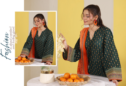 BANARSI BY MJ SIGNATURE DIGITAL PRINTED 3PC LAWN COLLECTION Design #D-A0301-06