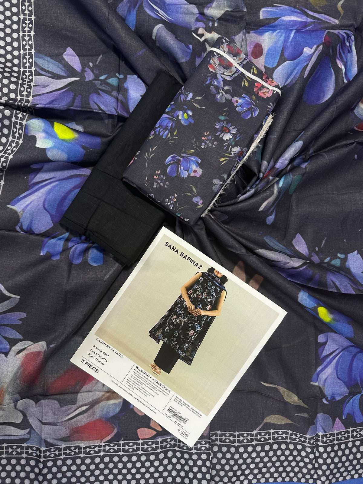 Sana Safinaz Black-Blue Printed 3Pcs
