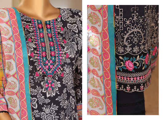 MTF Z E E N A T - Unstitched 3pcs Collection D- 3