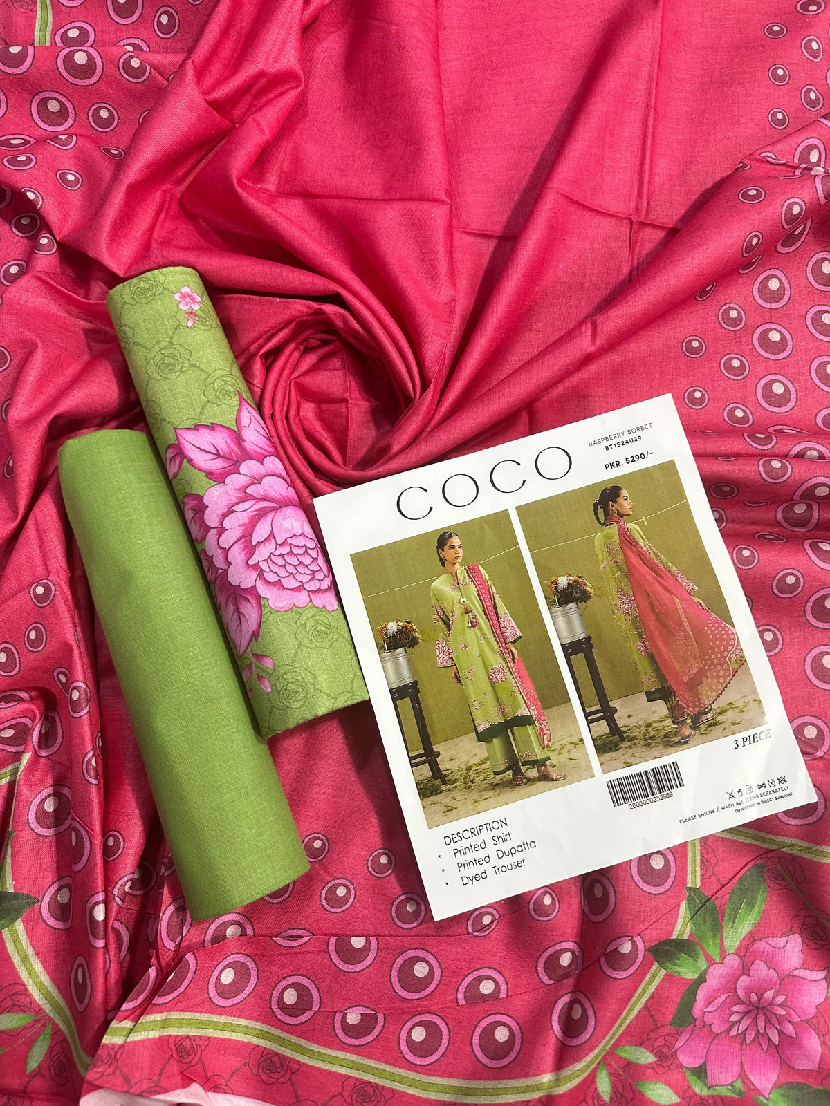 Coco Olive Green Printed 3Pcs