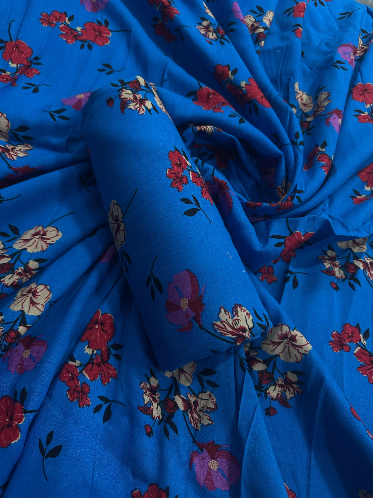 Digital Printed Blue Linen Allover 2Pcs