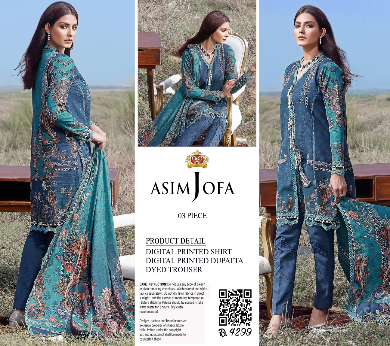 ASIM JOFA 3PC UNSTITCHED DIGITAL PRINTED COLLECTION