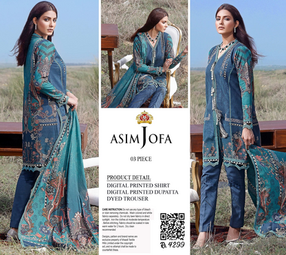 ASIM JOFA 3PC UNSTITCHED DIGITAL PRINTED COLLECTION