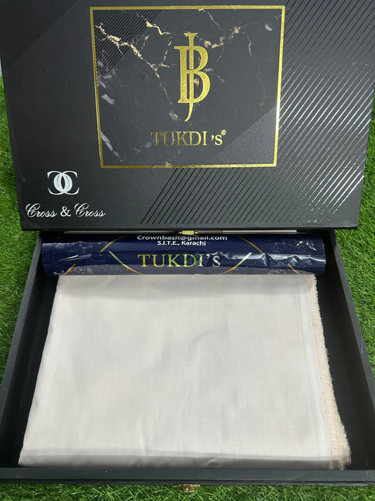 J B TUKDI Unstitched Pure Cotton Stuff | Color: Off-White
