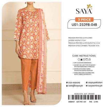 Saya Unstitched 100% Original LAWN 3P Suit In WHOLESALE PRICE 💯✨