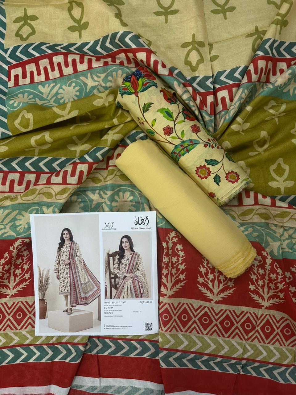 Izhan MoosaJee D#JP1402-06 3PC Lawn Collection