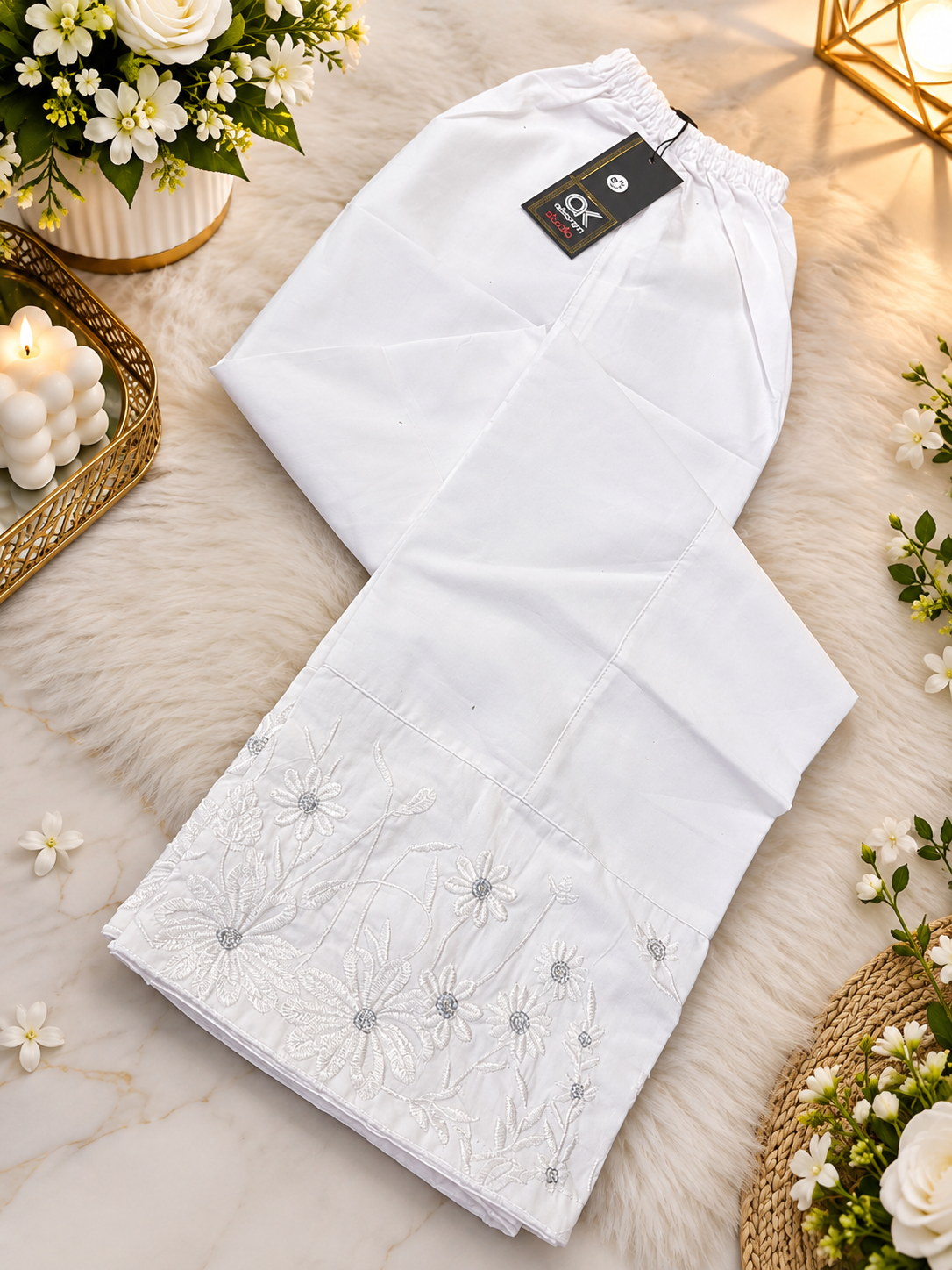 Alkaram Stitched White Large Trouser
