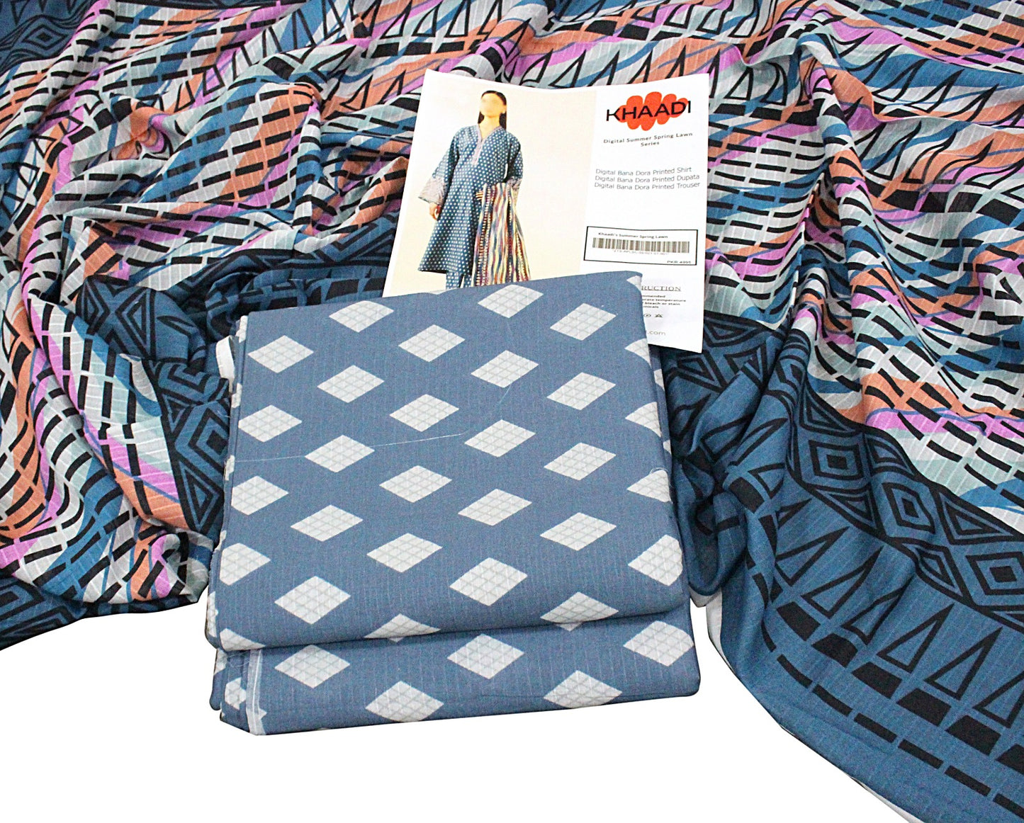 KHAADI Doria Stripe 3P Unstitched Ladies Suit