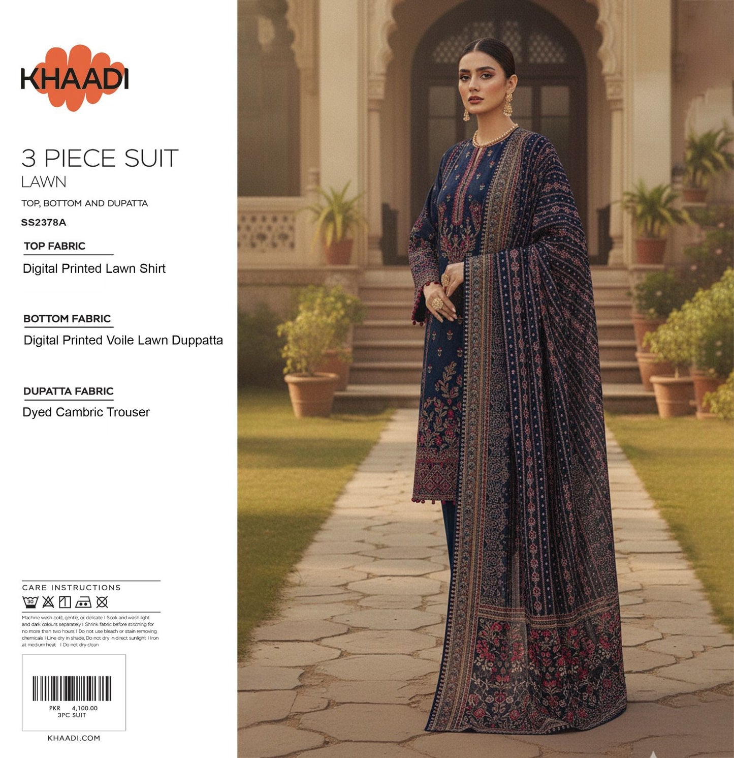 Khaadi (D.C:-SS2378A) 3Pcs Digital Printed Lawn Collection