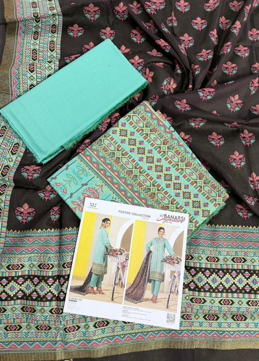 BANARSI BY MJ SIGNATURE DIGITAL PRINTED 3PC LAWN COLLECTION Design #D-A0301-03