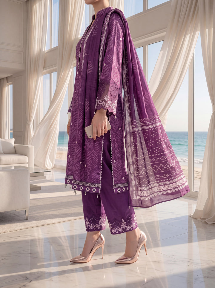 Fleur By Almeerah – Amethyst Glow - Digital Chundri Lawn